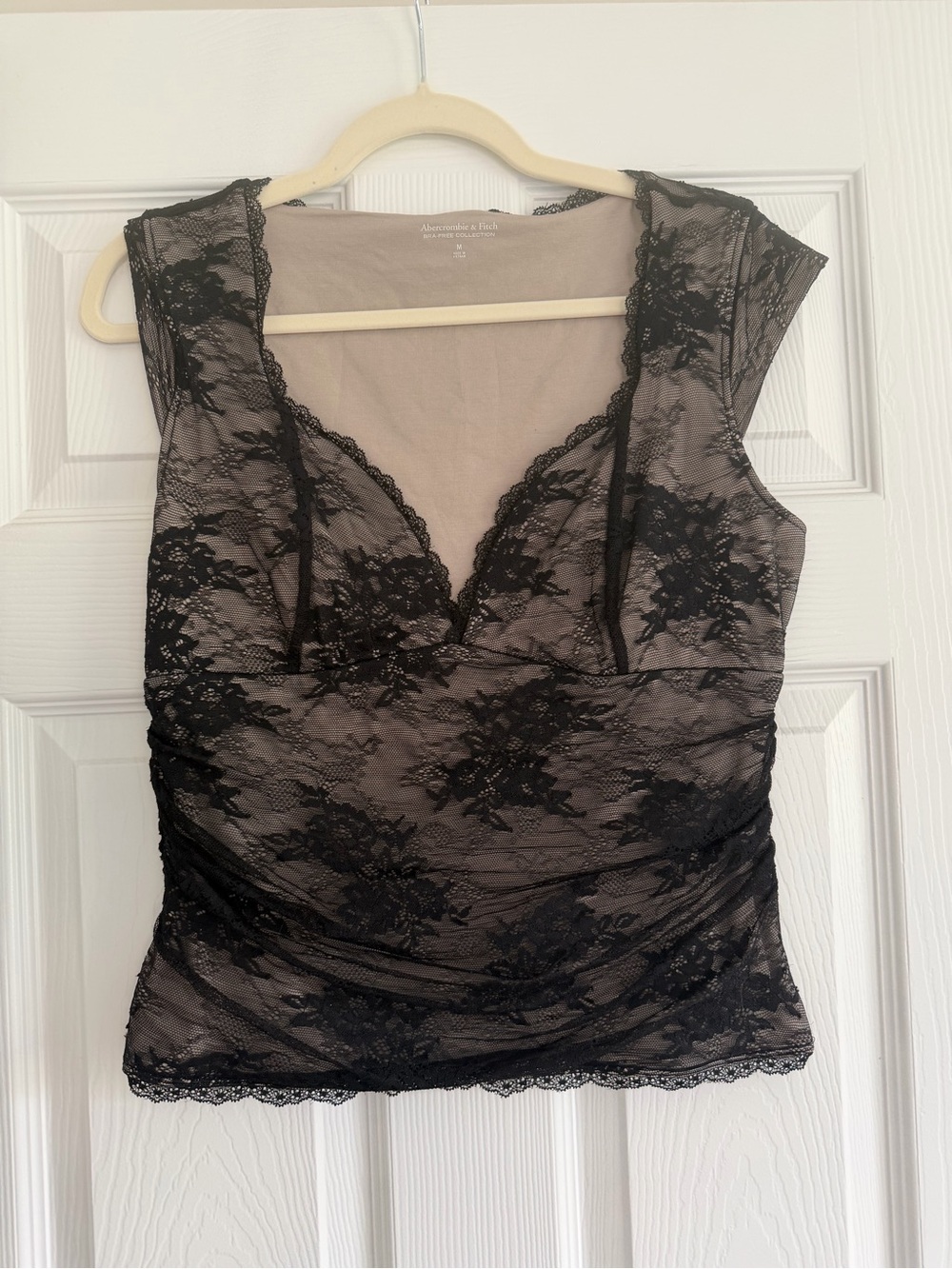 Abercrombie & Fitch Black Lace Overlay Shirt with built in bra support